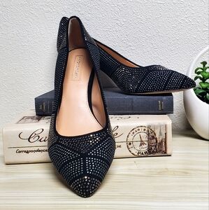 Antonio Melani Black Heels with Intricate Blinged Design Size 7